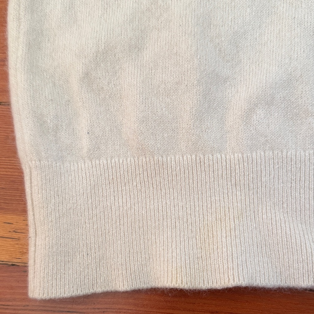 Quince Cashmere Cream V-Neck Sweater - Picture 3 of 5